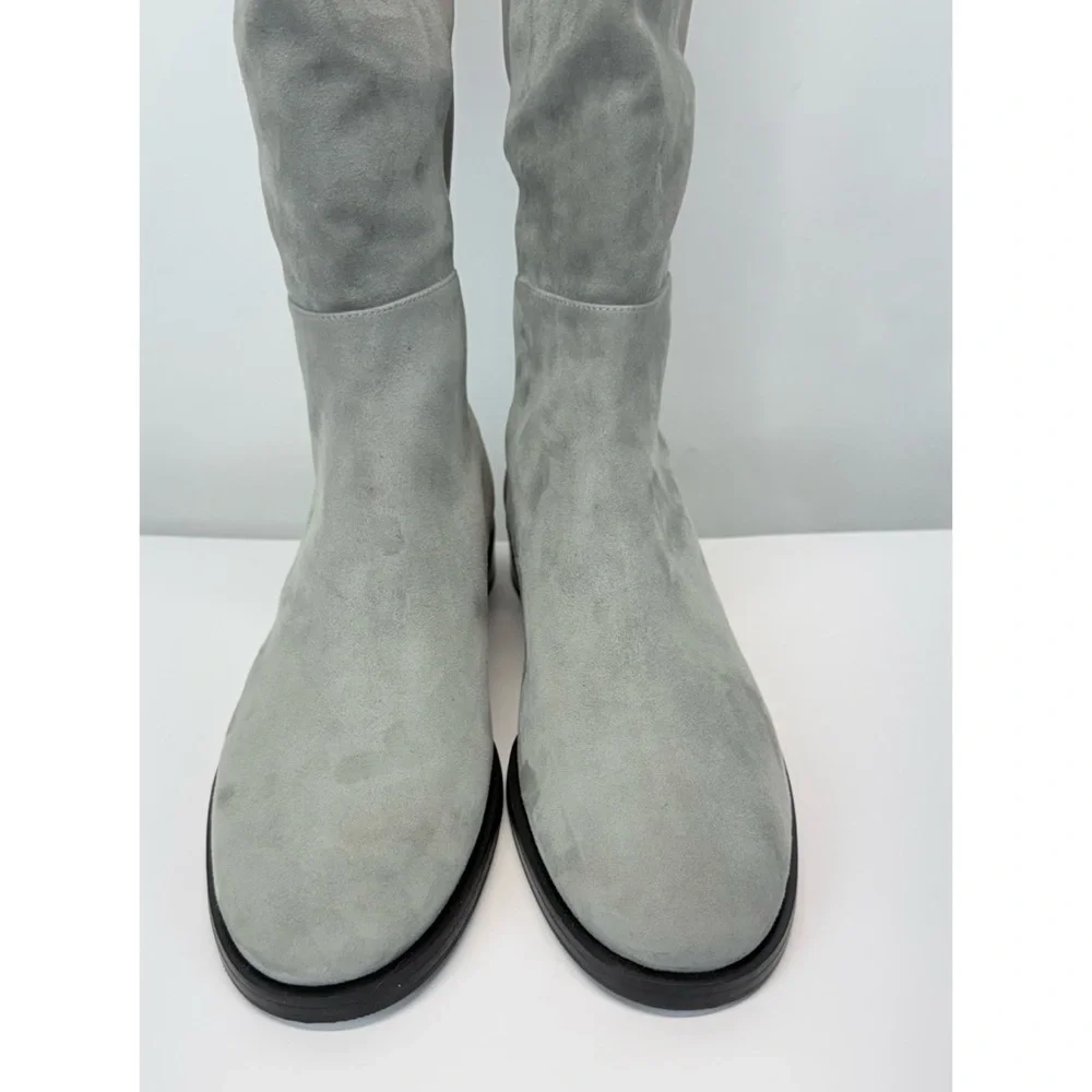 New Stuart Weitzman Keelan City Suede Knee High Boot In Grey Sz 10.5